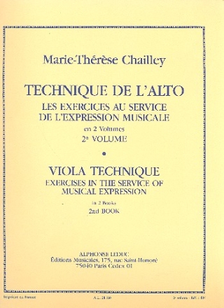 Technique de l'alto vol.2 Les exercices au service de l'expression musicale