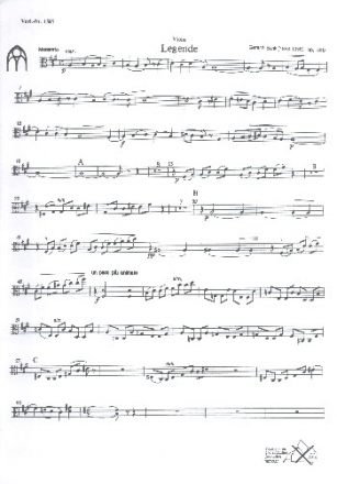 Legende op.55b fr Orgel und Streichorchester (Streichquartett) Viola