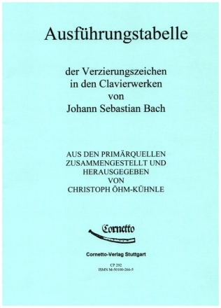 Ausfhrungstabelle der Verzierungszeichen  in den Clavierwerken von Johann Sebastian Bach