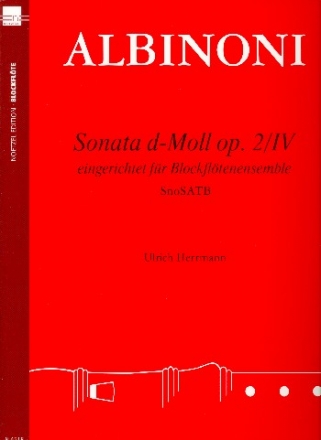 Sonate d-moll op.2,4 fr Blockfltenensemble (SSATB) Partitur und Stimmen