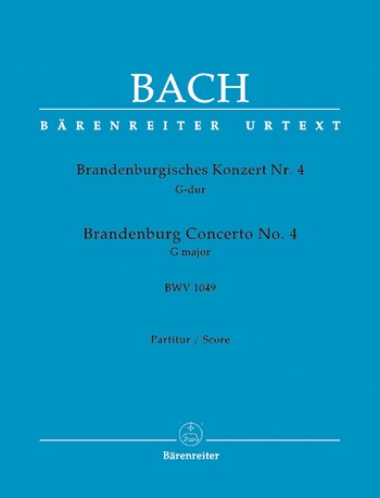 Brandenburgisches Konzert G-Dur Nr.4 BWV1049 fr Violine, 2 Blockflten, Streicher und Bc Partitur