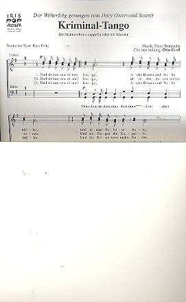 Kriminaltango fr Mnnerchor a cappella oder mit Klavier Chorpartitur