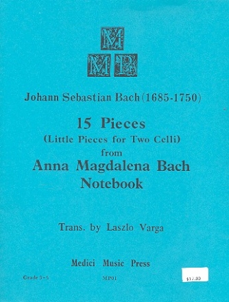 15 Pieces from Anna Magdalena Bach Notebook for 2 celli score