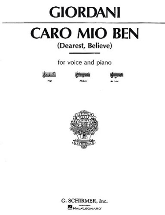 Caro mio ben for low voice and piano (C major, en/it)