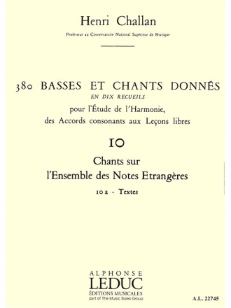 380 basses et chants donns vol.10a Chants sur l'ensemble des notes etrangres textes