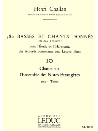 380 basses et chants donns vol.10a Chants sur l'ensemble des notes etrangres textes