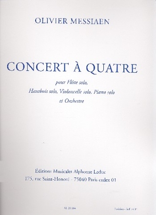 Concert  quatre pour flute, oboe, violoncelle, piano et orchestre partition