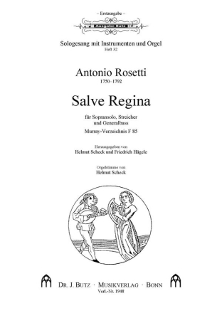 Salve Regina F85 fr Sopran, Streicher und Bc Partitur und Stimmen (Vl1, VL2, Va, Vc)