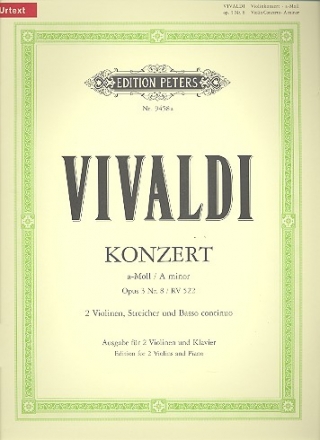 Konzert a-Moll op.3,8 RV522 fr 2 Violinen, Streicher und Bc fr 2 Violinen und Klavier