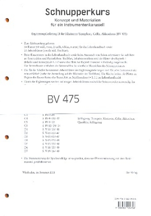 Schnupperkurs Ergnzung Lehrerhandbuch fr Klarinette/Saxophon, Violoncello, Akkordeon