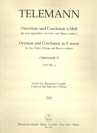 Tafelmusik 1 TWV55:e1 fr 2 Flten, Streicher und Bc Viola