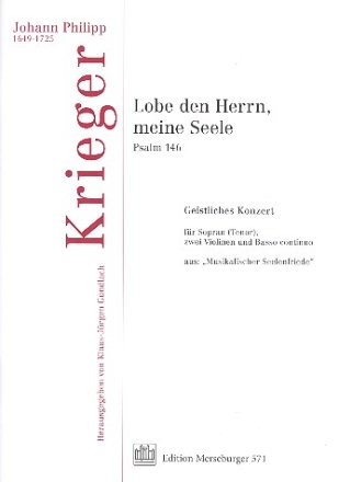 Lobe den Herrn meine Seele fr Sopran, 2 Violinen und Bc Partitur und Stimmen