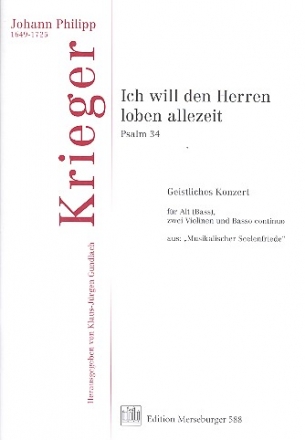 Ich will den Herren loben allezeit fr Alt, 2 Violinen und Bc Partitur und Stimmen