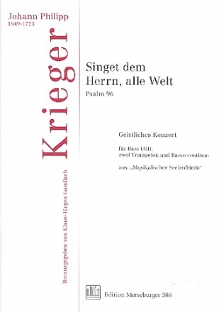 Singet dem Herrn alle Welt fr Bass, 2 Trompeten und Bc Partitur und Stimmen