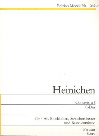 Concerto C-Dur  8 fr 4 Altblockflten, Streichorchester und Bc Partitur und Stimmen (Soli-Cembalo-1-1-1-1-1)