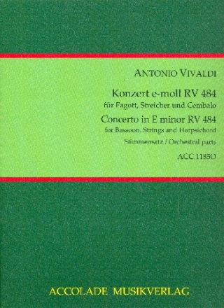 Konzert e-Moll RV484 für Fagott, Streichorchester und Bc Streicherset (3-3-2-2+Cembalo )