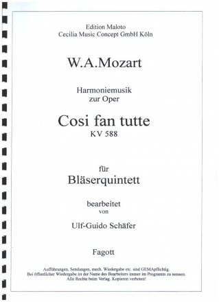 Harmoniemusik zu Cosi fan tutte KV588 - 1. Akt  fr Flte, Oboe, Klarinette, Horn und Fagott Partitur und Stimmen
