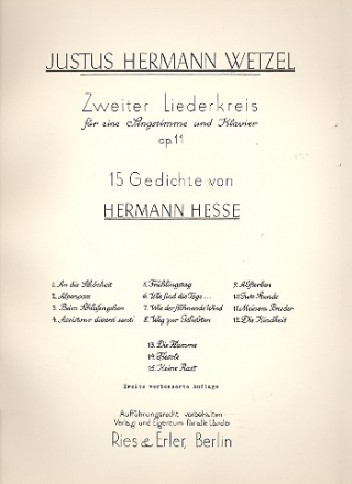 Liederkreis Nr.2 op.11 fr Singstimme und Klavier