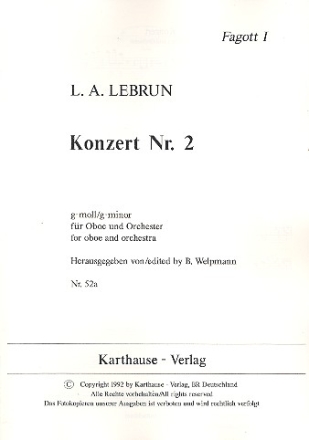 Konzert g-Moll Nr.2 fr Oboe und Orchester Fagott 1