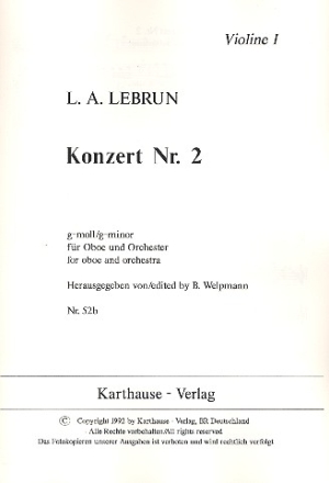 Konzert g-Moll Nr.2 fr Oboe und Orchester Violine 1