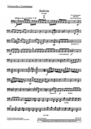 Sinfonia G-Dur fr Streichorchester Violoncello/Kontrabass