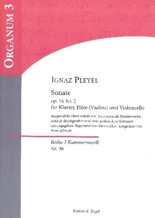 Sonate op.16,2 fr Flte (Violine), Violoncello und Klavier Partitur und Stimmen