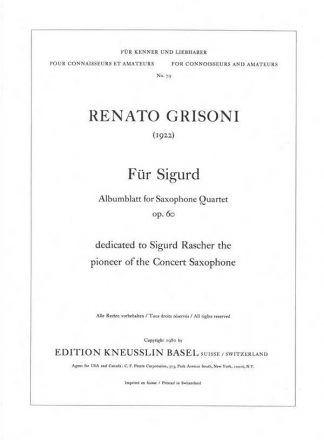 Fr Sigurd op.60 Albumblatt fr 4 Saxophone