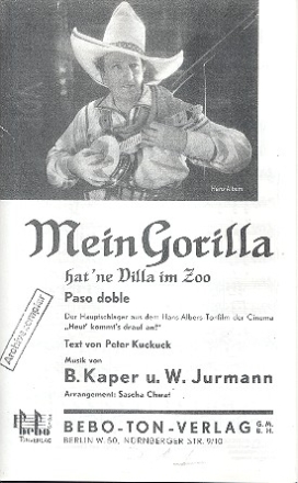 Mein Gorilla hat ne Villa im Zoo fr Salonorchester Partitur und Stimmen