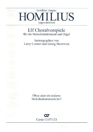 11 Choralvorspiele fr ein Melodieinstrument und Orgel Oboe oder anderes Instrument in C