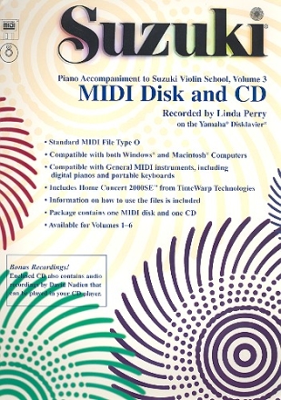 Suzuki Violin School vol.3 Midi-Disk + CD-ROM Piano Accompaniment
