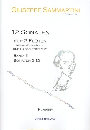 12 Sonaten Bd.3 (Nr.9-12) fr 2 Flten (Violinen, Altblockflten) und Bc Klavierbegleitung