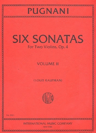 6 Sonatas op.4 vol.2 (nos.4-6) for 2 violins score and parts