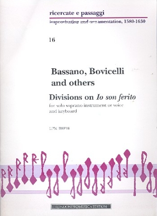 Divisions on 'Io son ferito' for solo soprano instrument (voice) and keyboard score and parts
