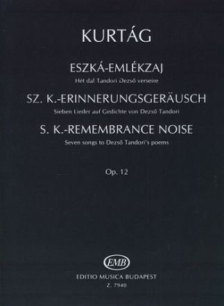 Sz.K.-Erinnerungsgerusch op.12 fr Gesang und Violine Partitur und Stimme (dt/en/ung)