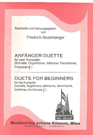 Anfänger-Duette für 2 Trompeten (Kornette, Hörner, Posaunen im Violinschlüssel) 2 Spielpartituren