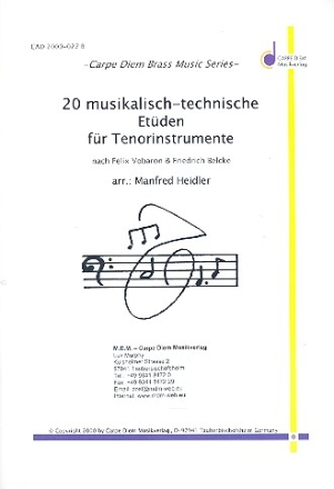 20 musikalisch-technische Etden fr Tenorinstrumente C-Stimme (Bassschlssel) (Tenorhorn, Bariton, Euphonium)
