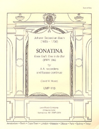 Sonatina from God's Time is the Best BWV106 for 2 alto recorders and bc parts