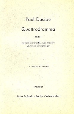 Quattrodramma fr 4 Violoncelli, 2 Klaviere und 2 Schlagzeuge Studienpartitur