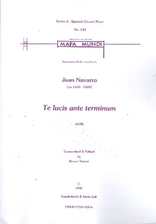 Te lucis ante terminum for mixed chorus a cappella score