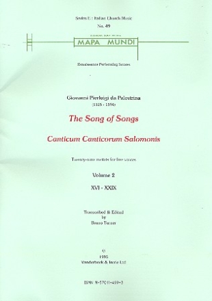 The Songs of the Songs Vol.1 (nos.1-15) 29 motets for 5 voices score