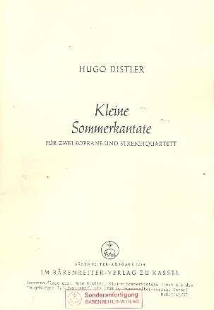 Kleine Sommerkantate fr 2 Soprane und Streichquartett Partitur und Streicher-Stimmen,  Archivkopie