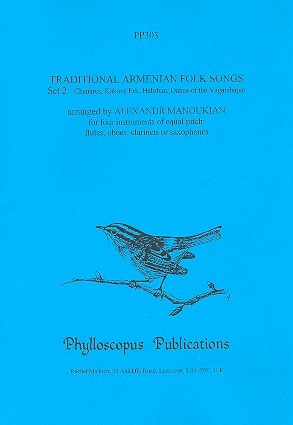Traditional Armenian Folk Songs Vol.2 for 4 instruments of equal pitch (fl, ob, clar or saxophones)