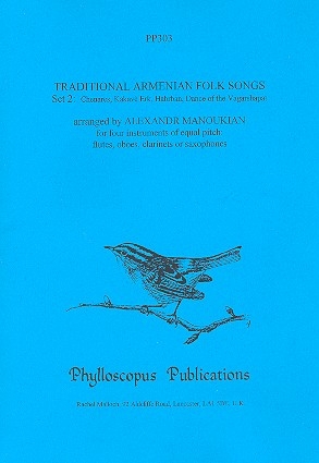 Traditional Armenian Folk Songs Vol.2 for 4 instruments of equal pitch (fl, ob, clar or saxophones)