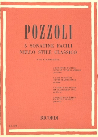 5 sonatine facile nello stile classico per pianoforte