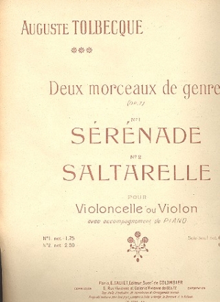 2 morceaux de genre op.7 - pour violoncelle et piano