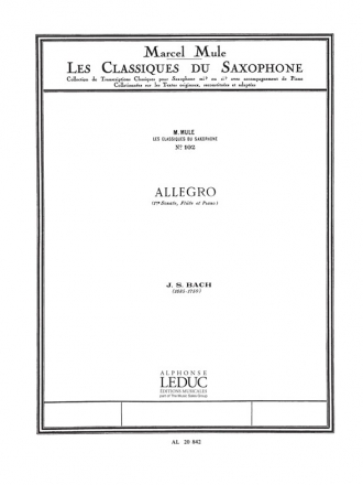 Allegro de sonate no.1 pour flute et piano pour saxophone alto et piano