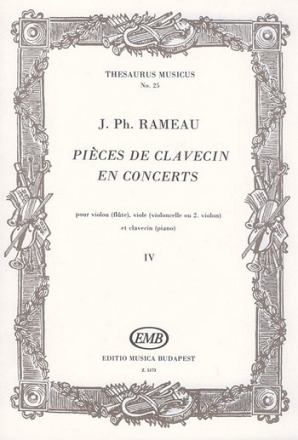 Pices de clavecin en concerts vol.4 pour violon (flute), viole (violoncello, violon) et clavecin (piano),  partition et parties