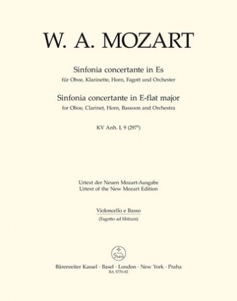 Sinfonia concertante Es-Dur KV297b fr Oboe, Klarinette, Horn, Fagott und Orchester Cello / Ba