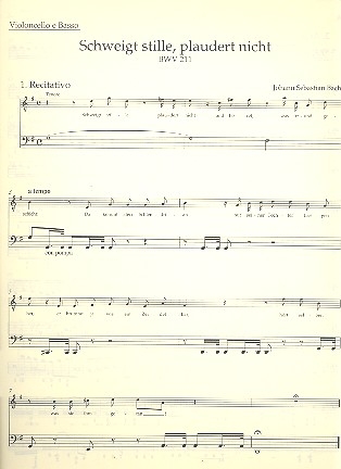 Schweiget stille plaudert nicht BWV211 Kantate Nr.211 BWV211 Cello / Ba