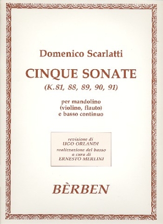5 Sonaten fr Mandoline (Violine, Flte) und Bc Stimmen
